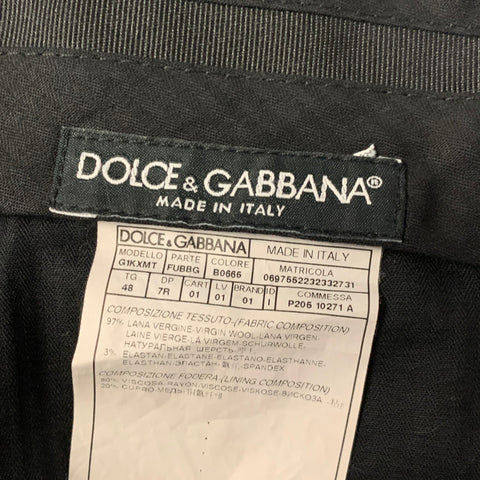 DOLCE & GABBANA Size 38 Navy Wool Blend Notch Lapel Slim Fit Suit