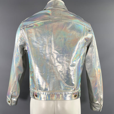 ACNE STUDIOS Size 38 Silver Metallic Cotton Trucker Jacket