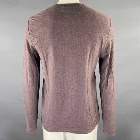 MAISON MARTIN MARGIELA Size XL Brown Purple Micro Stripe Henley Pullover