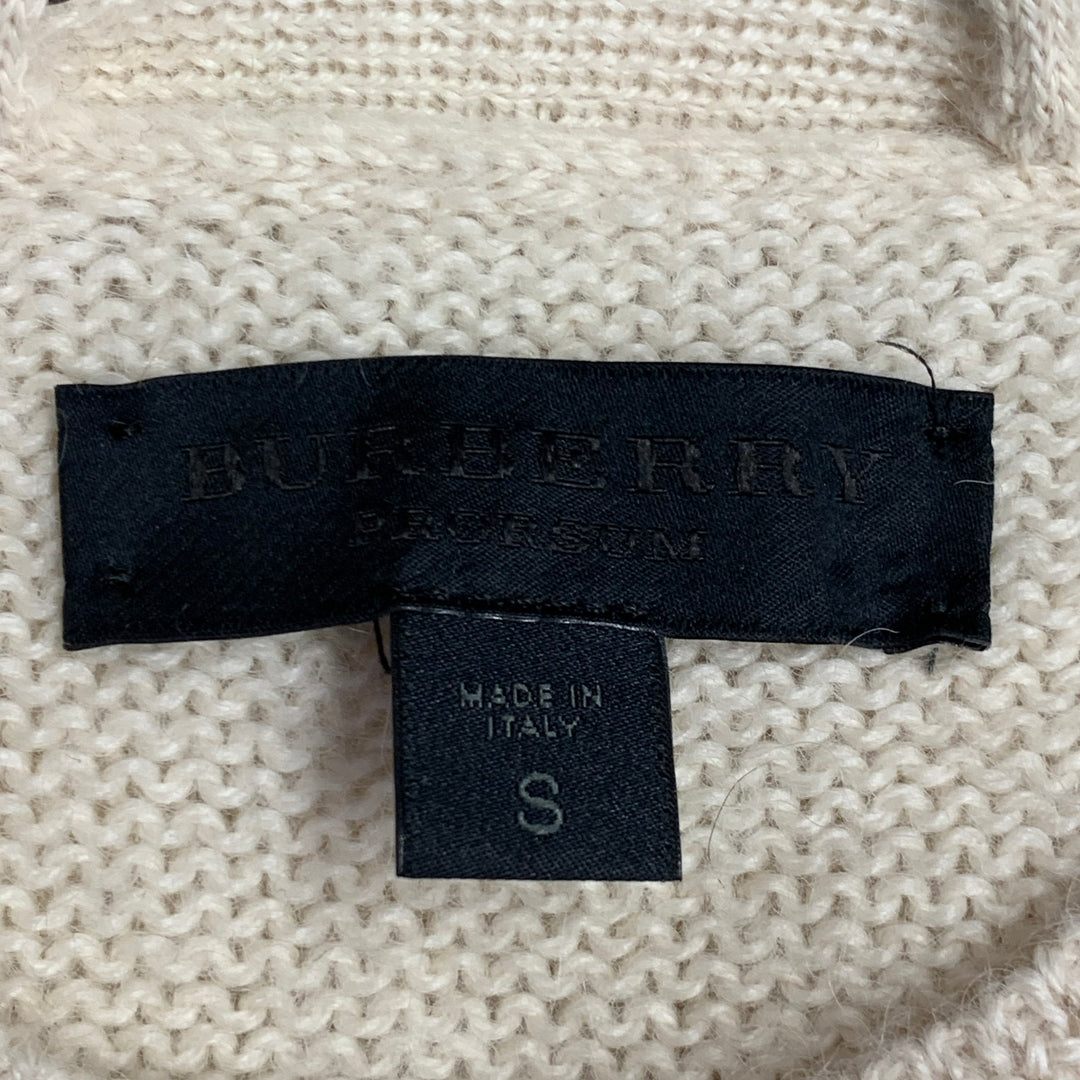 BURBERRY PRORSUM Size S Cream Knit Alpaca Crew Neck Pullover