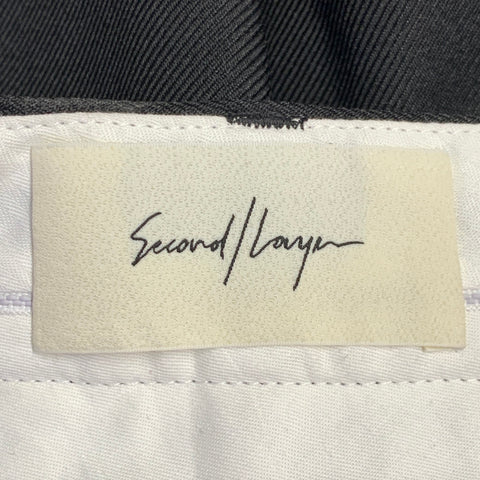 SECOND LAYER Size 30 Black Polyester Twill Flat Front Flared Dress Pants