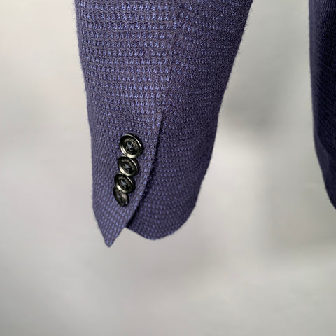 ERMENEGILDO ZEGNA Size 38 Navy Black Wool Silk Nailhead Sport Coat