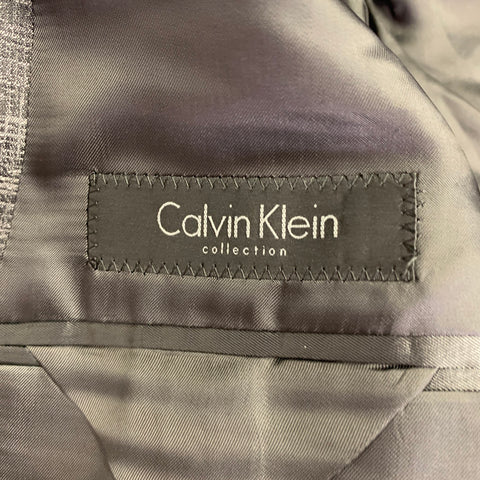 CALVIN KLEIN COLLECTION Chest Size 38 Grey Jacquard Wool Silk Sport Coat