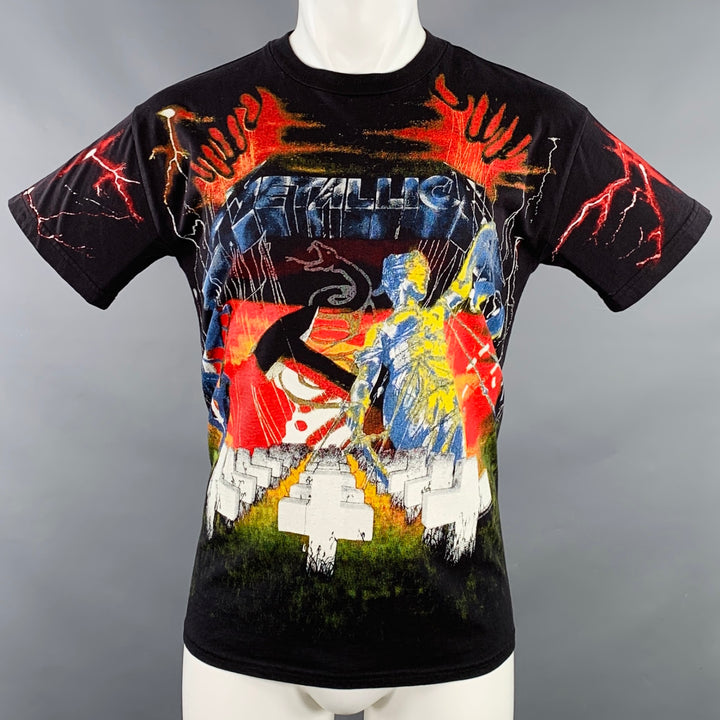 R13 Size XS Metallica Black Multi Color Rock Concert Cotton Crew Neck T-shirt