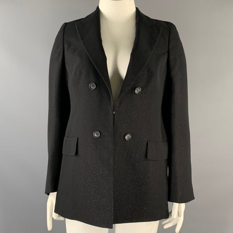 AKRIS Size 12 Black Glitter Wool  Polyester Sparkly Jacket