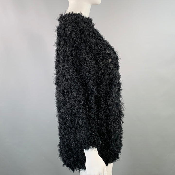 ISSEY MIYAKE Size M Black Polyester Wrinkled Shaggy Dolman Sleeve Pullover