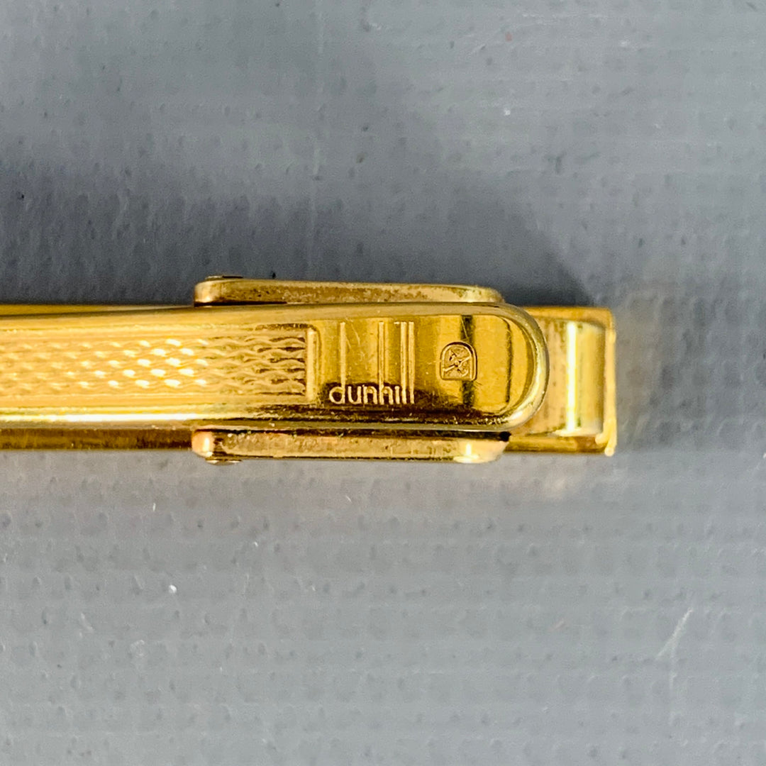 DUNHILL One Size Gold Black Embossed Metal Tie Clip