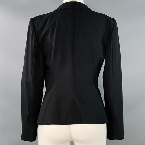 GIORGIO ARMANI Size 8 Black Virgin Wool Shawl Collar Jacket Blazer