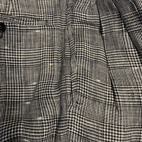 GIANNI VERSACE Vintage Size 36 Black White Glenplaid Linen Cotton Oversized Pleated Suit