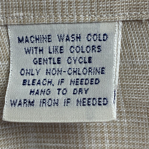 FACONNABLE Size S Beige White Window Pane Linen One Pocket Long Sleeve Shirt