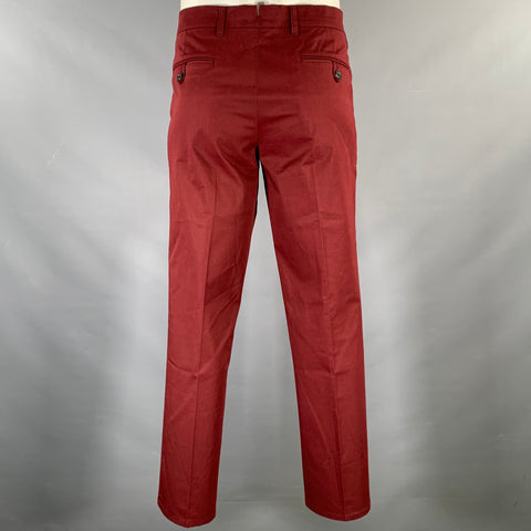 PRADA Size 34 Burgundy Cotton Blend Zip Fly Dress Pants