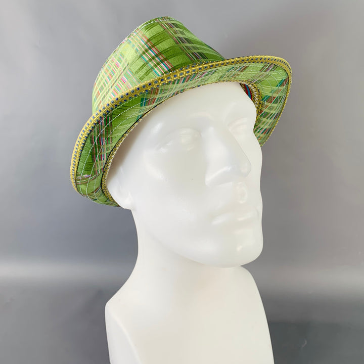 ROBERT GRAHAM Size L Green Plaid Silk Trilby Fedora