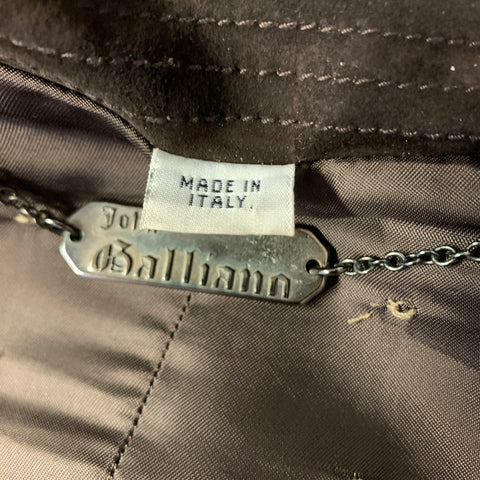 JOHN GALLIANO FW2002 Size 42 Brown Leather Overcoat Coat