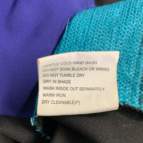 STYLESTALKER Size XS Black Blue Green Polyester Color Block T-Shirt