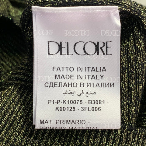 DEL CORE Size S Black Metallic Green Merino Wool Blend Rib Knit Long Cocktail Dress