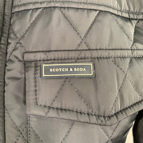 SCOTCH AND SODA Size S Navy Quilted Polyester Hidden Zipper Jacket