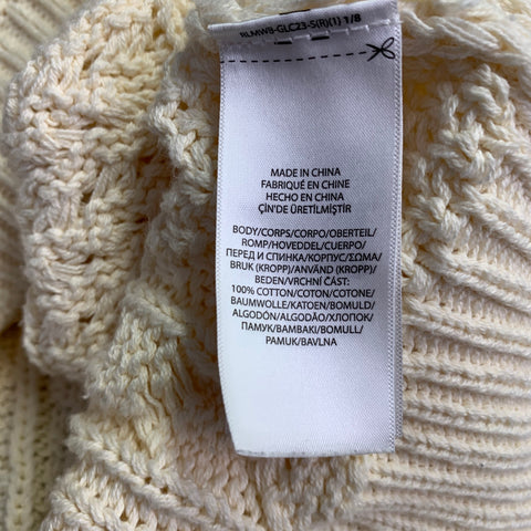 POLO by RALPH LAUREN Size L Cream Cable Knit Cotton Crew Neck Sweater