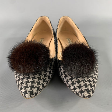 MANOLO BLAHNIK Size 8.5 Houndstooth Ballerina Flats