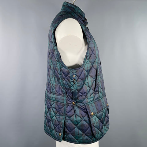 POLO by RALPH LAUREN Size XL Navy Dark Green Quilted Blackwatch Plaid Vest