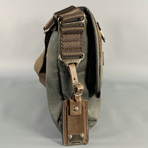 TUMI Grey Brown Canvas Messenger Bag