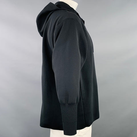 CFCL Size L Black Ribbed Polyester Hooded Jacket