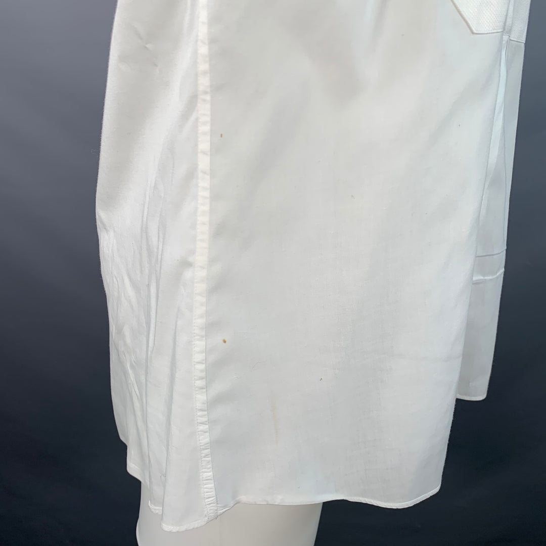 ERMENEGILDO ZEGNA Size S Cream Textured Wingtip French Cuff Tuxedo Long Sleeve Shirt