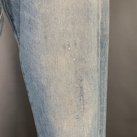 LEVI STRAUSS Size 30 501 Blue Distressed Cotton Straight Selvedge Jeans