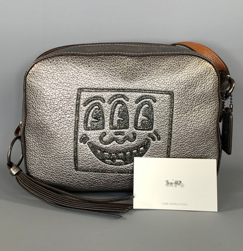 COACH Tan Gunmetal Pebble Grain Leather Shoulder Bag