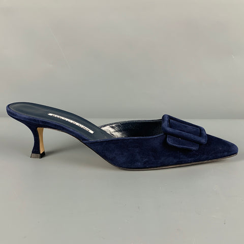 MANOLO BLAHNIK Talla 10 Zapatos de tacón de ante azul marino