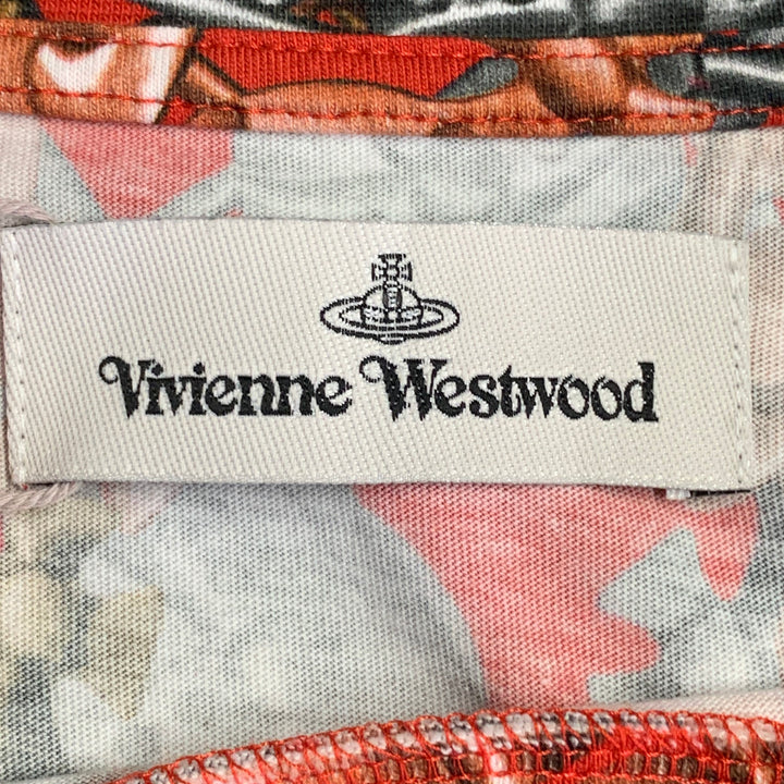 VIVIENNE WESTWOOD Size L Crazy Orbs Red Brown Logo Cotton Crew Neck T-shirt