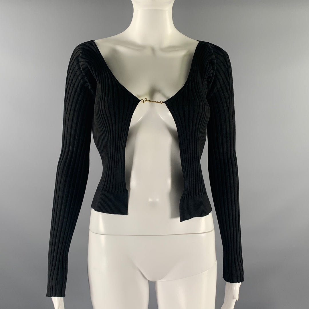JACQUEMUS Size 2 Black Viscose / Polyamide Long Sleeve Casual Top