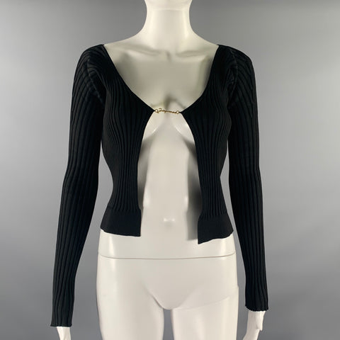 JACQUEMUS Size 2 Black Viscose / Polyamide Long Sleeve Casual Top