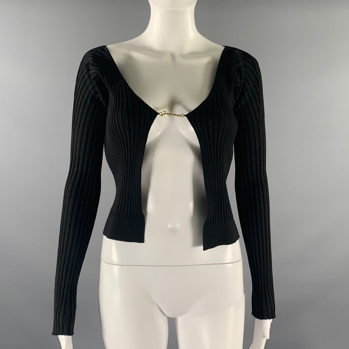 JACQUEMUS Size 2 Black Viscose / Polyamide Long Sleeve Casual Top