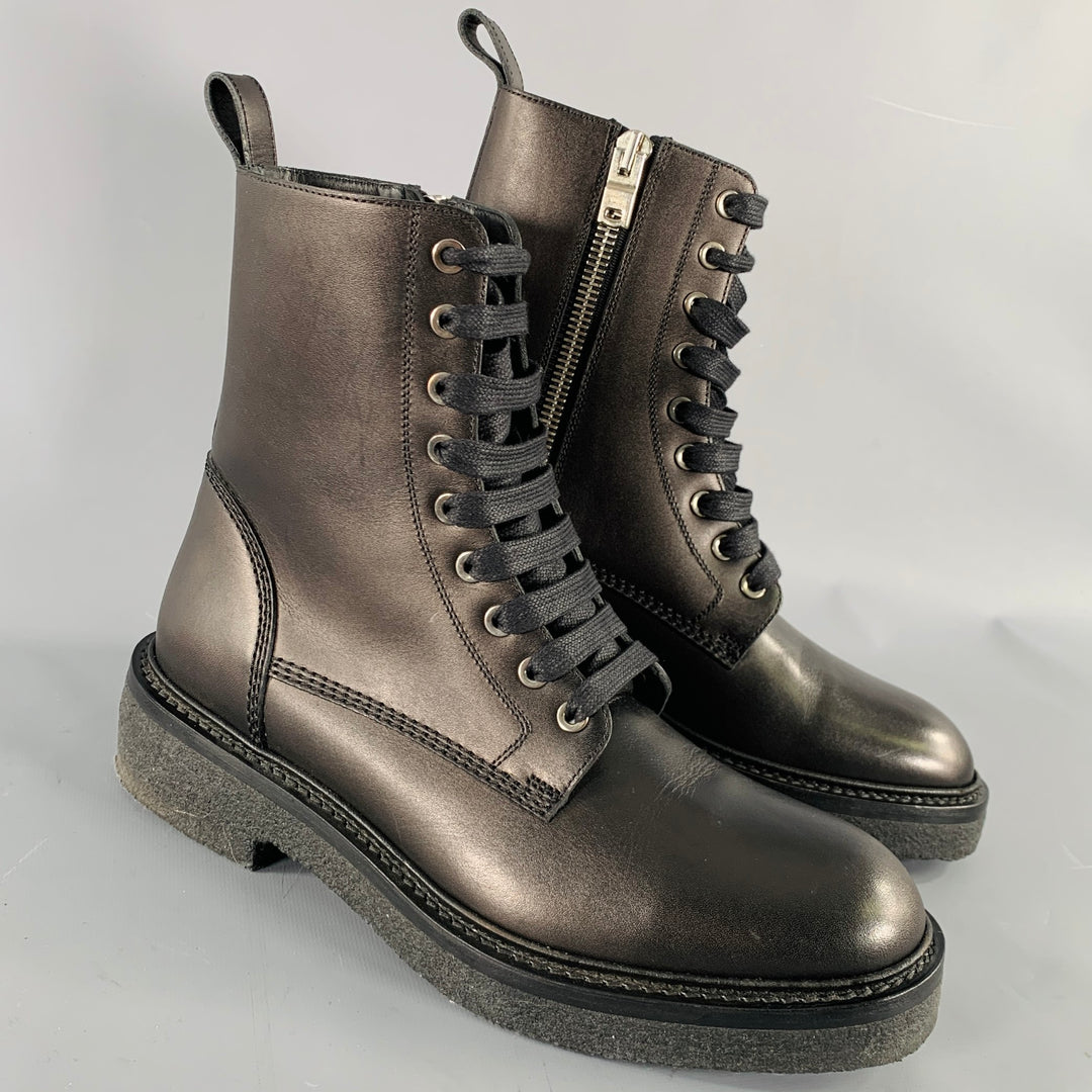 AMIRI Size 9 Black Shimmery Leather Lace-Up Boots – Sui  display picture 1