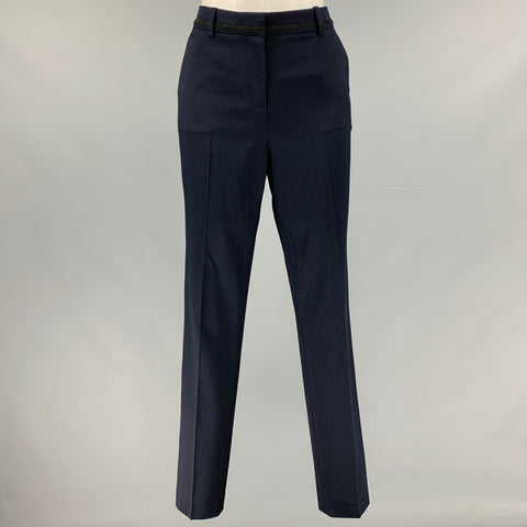 THE KOOPLES Size 4 Navy Black Wool Blend Contrast Trim Dress Pants