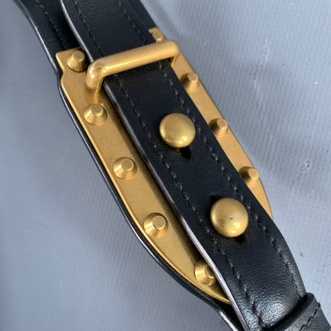 PRADA Cahier Pink Black Gold Leather Cross Body Mini Handbag