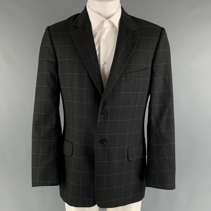 PAUL SMITH Size 40 Black Brown Window Pane Wool Cashmere Sport Coat