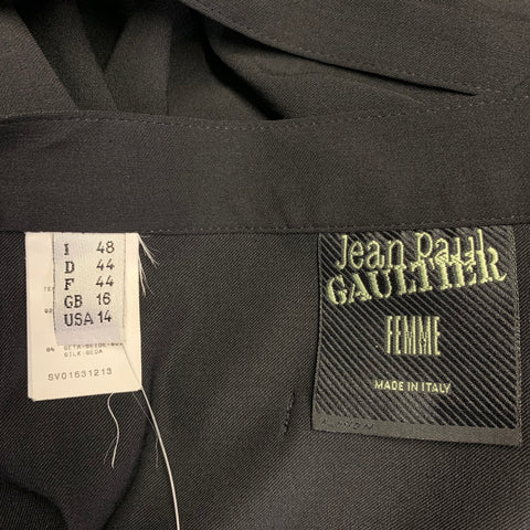 JUPE PORTEFEUILLE JEAN PAUL GAULTIER Laine et Soie Noire Taille XL