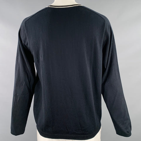 POLO GOLF Size XL Black White Contrast Trim Cotton Cashmere Wool Pullover