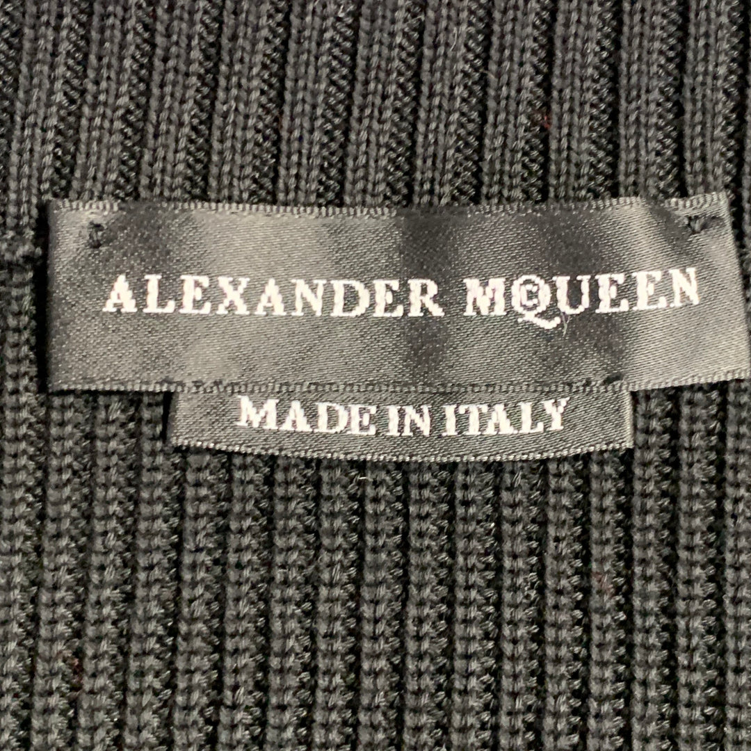 ALEXANDER MCQUEEN 2018 Size L Black Multi Color Embroidery Cotton Crew Neck Sweater