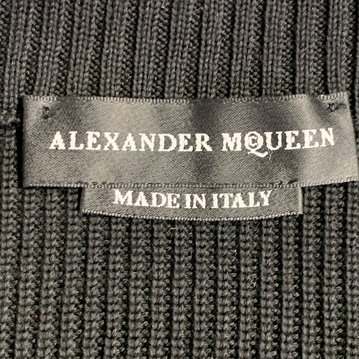 ALEXANDER MCQUEEN 2018 Size L Black Multi Color Embroidery Cotton Crew Neck Sweater