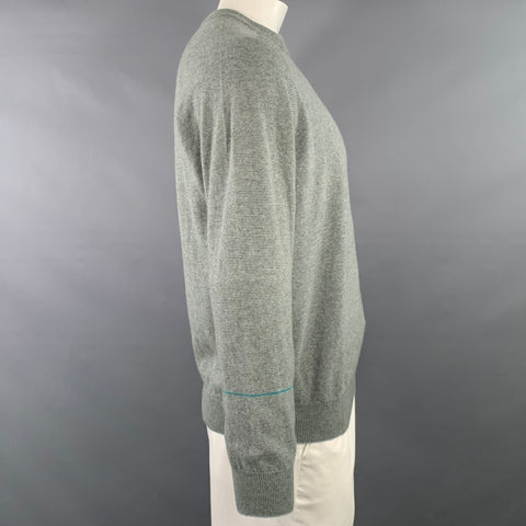 PAUL SMITH Size L Grey Lambswool Cotton Crew Neck Pullover