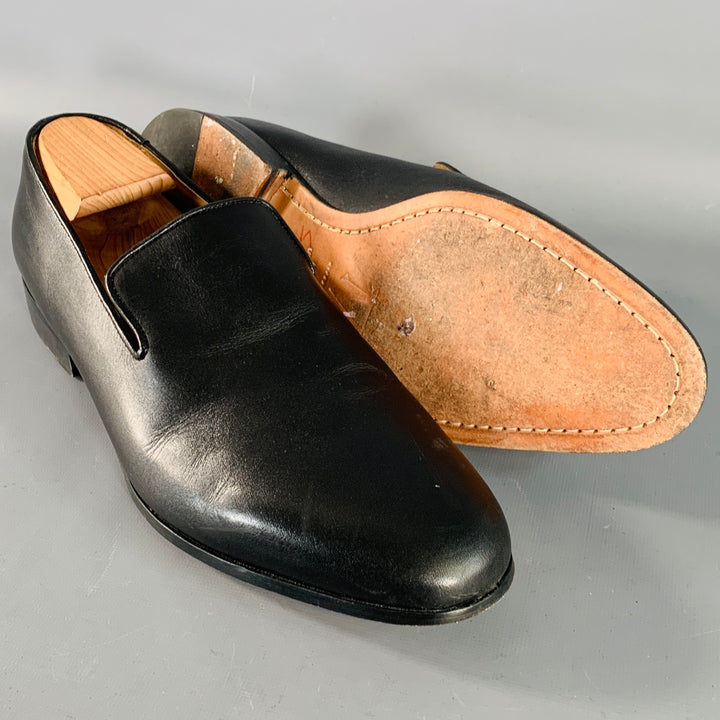 3DM LIFESTYLE Size 11 Venetian Black Calfskin Leather Slip On Loafers