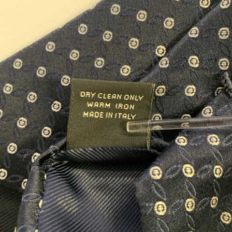 ERMENEGILDO ZEGNA Navy Silver Dots Silk Tie