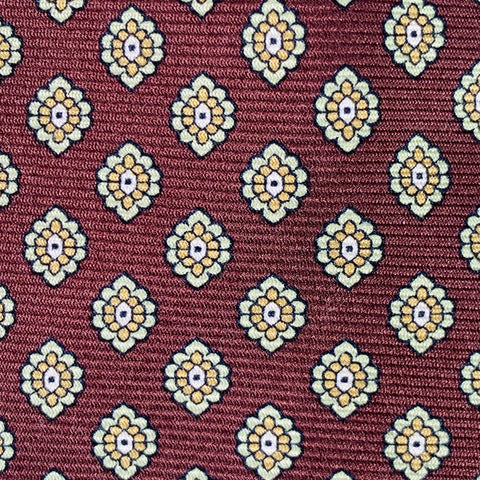 KITON Brown Yellow Abstract Floral Silk Tie