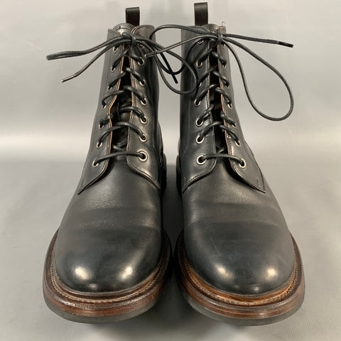 CHURCH'S Size 8 Black Leather Lace Up Boots