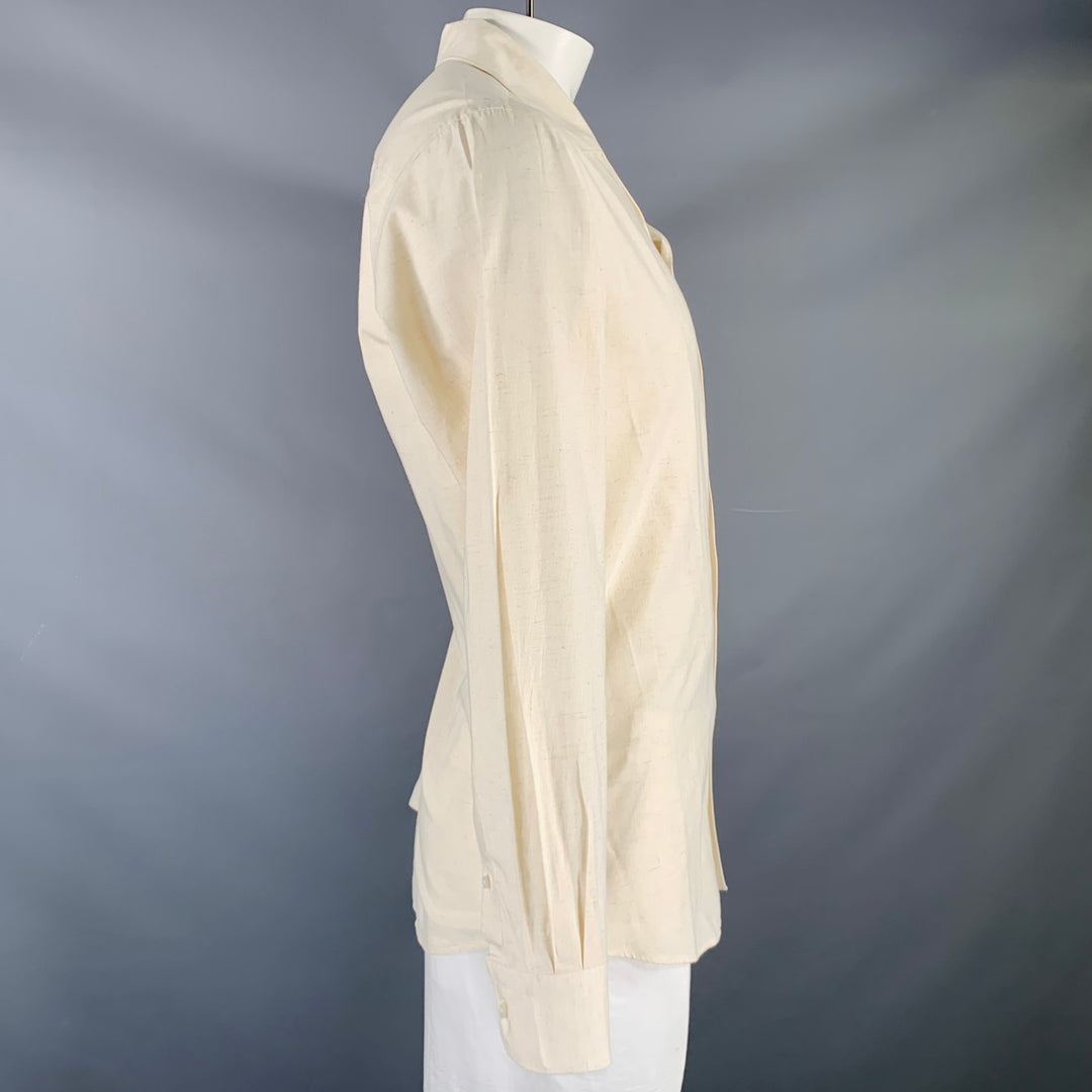 LORO PIANA Size XL Beige Cotton Blend Button Down Long Sleeve Shirt