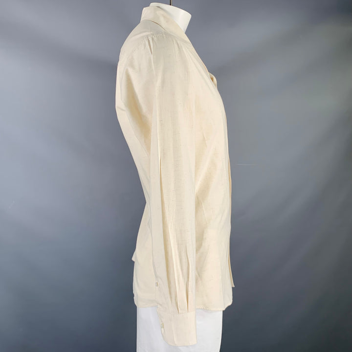 LORO PIANA Size XL Beige Cotton Blend Button Down Long Sleeve Shirt