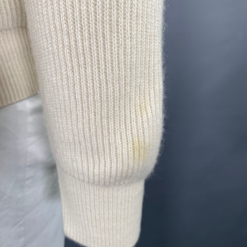 LORO PIANA Size L Cream Ribbed Cashmere Crew Neck Pullover