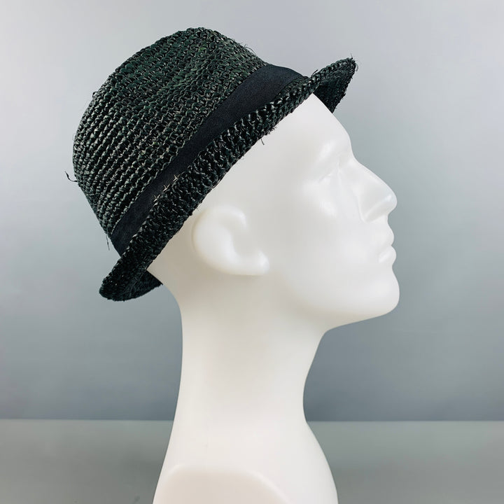 JOHN VARVATOS Size S/M Black Woven Paper Yarn Hats